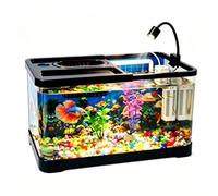 4 Gallon Fish Tank All in One Aquarium Starter Kit with Light and Filter | LED Aquarium Light, 3-in-1 Filter & Ocean Background, Ideal Desktop Aquarium for Tropical Fish, Beginners & Hobbyists