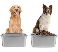 4 Gallons Large Dog Water Bowl, 2PCS Stainless Steel Metal Dog Bowls, Large Capacity Pet Food Bowl Water Dish for Indoor and Outdoor Universal for Giant Dogs 15.7x11.8x6 Inch
