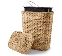 4 Gallons Wicker Waste Basket with Lid - Large Wicker Trash Can for Office - WasteBaskets for Bedroom, Bathroom, Kitchen, Living Room - Boho Handwoven Trash Cans for Garbage (4 Gallons)