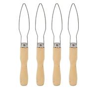 4 ganchos para botones, Mango de Madera, alambre de Acero inoxidable, herramienta de asistencia para botones semiflexibles para Personas mayores, artritis, destreza limitada,