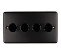 4 Gang 400W LED 2 Way Rotary Dimmer Switch MATT BLACK Light Dimming Plate