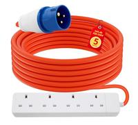 4 Gang Electric Hook Up for Camping,5 Metres 16A to 13A Extension Lead,Heavy Duty-250V Mains Lead for Caravans,Mobile Homes,Motorhomes