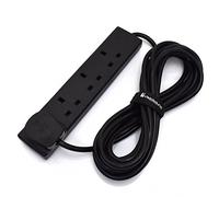 4-Gang Extension Trailing Lead - Black Multi Plug Power Cable - 1m / 2m / 3m / 5m / 10m 5m