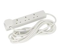 4 Gang Multi Plug Extension Lead 5m Power Strip | 4 Socket Mains Electric Power Extension Cord | 4 Way Socket 5 Metre White Extension Cable