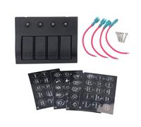 4 Gang Rocker Switch Panel 12V 24V with LED Indicators, IP68 DC Power Distribution Panel with Overload Protector 2x10A 2x15A for Boat Marine RV Caravan