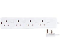4 Gang Sockets Individually Switched Electrical Extension Lead in White (5m Cable)