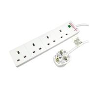 4 Gang Surge Protected LED Indicator UK Mains Extension 5m White