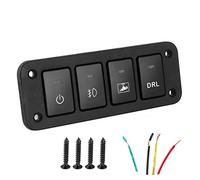 4 Gang Switch Panel Push Button for DRL LED Driving Recorder Fog Lamp, 12-24V Car Interior Switch with LED Indicator, Compatible with Highlander Land