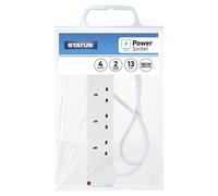 4 Gang Way Trailing Socket with Neon & 2m cord flex