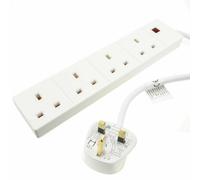 PRO ELEC 4 Gang Extension Lead 5m UK Mains Power Strip 13A White | Power 4 devices with a reliable 5m extension lead, ideal for home, office and entertainment setups.