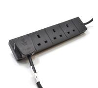 kenable 4 Gang Way UK Trailing Socket Mains Power Extension Lead Black 15m