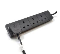 Kenable 4 Gang Way Uk Trailing Socket Mains Power Extension Lead Black 1M