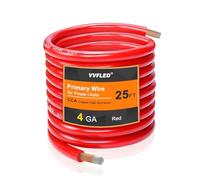 4 Gauge Automotive Wire, 25FT 12V Red Color Power Cable for Car Audio, Battery, Electrical Systems, Heavy Duty Flexible Silicon Copper Clad Aluminum (CCA) Wire Power/Ground Wiring for RV RC Car