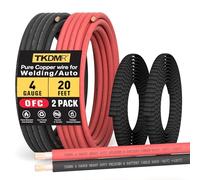 4 Gauge Battery Cable Kit - 20 FT Red and 20 FT Black OFC Pure Copper Wire for Automotive, Solar, Generator, Marine Battery Applications