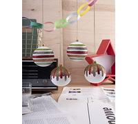 4 Glass Christmas Baubles with Striped Pattern