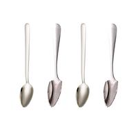 4 Grapefruit Spoons, Serrated Edge Stainless Steel Rocher Spoon, Fruit Scraping Spoon for Citrus Lemon Kiwi Melon, Watermelon Scoop, Dragon Fruit Peeler, Pit for Fruit Puree (16.7cm & 15.5cm)