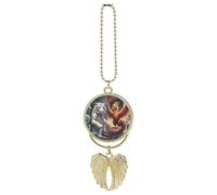 4 Great Divine Beasts Car Hanging Pendant, Zinc Alloy Rearview Mirror Charms - Relieve Visual Fatigue, Vintage Keychain Pendant, Lucky Car Interior Hanging Decoration, Golden-Style