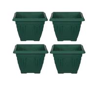 4 Green Square Venetian Pot Decorative Plastic Garden Planter 30cm