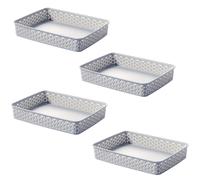 4 Grey A4 Paper Tray Curver Basket Plastic Rattan Desk Organiser
