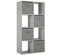 (4 Grey Drawers) Charles Jacobs Grey 8 Cube Open Book Shelf Storage Unit
