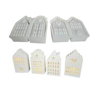 4 Grids House Shaped Tealight Holder Mold Flexible Silicone Atmospheres Lamp Mold Gypsum Jewelry Making Tool Tealight Holder Silicone
