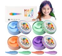 4 Hair Colors Temporary Wax for Kids, Washable Colored Hairstyle Dye Mud, Girls Boys Youth Instant Styling Pomade, DIY Coloring Gel Cream for Women Men Cosplay Halloween, Blue Green Orange Purple