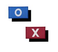 4'' Halloween Costume Cosplay Patches, Red X Sign and Blue O Sign Hook and Loop Patches