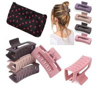 4 HARVEST Hair CLAW CLIPS & 1 COSMETIC Bag -Elastic HAIR TIES, Ponytail HAIR BOBBLES, Hair BANDS, Large CLAW CLIPS (4 HARVEST Claws & Cosmetic Bag)