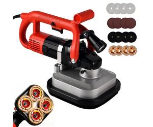 4 Head Concrete Grinder Set, 3600W Floor Planer, 6 Variable Speed with Dust Extraction Auxiliary Wheels