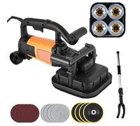 4 Head Concrete Grinder Set, 3800W Electric Handheld Concrete Floor Grinder Polisher with 6 Speed Adjustable, with Wheels, Drywall Sander Surface Planer, for Cement Tile Marble