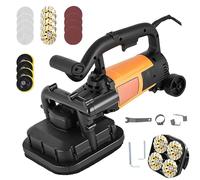 4-Head Concrete Grinder Set, Electric Concrete Surface Planer with 6 Speed Adjustable, Walk Behind Grinder, Handheld Floor Drywall Sander for Cement Stone Concrete Tile Surface(No Rpd)