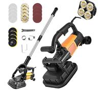 4-Head Concrete Grinder Set, Electric Concrete Surface Planer with 6 Speed Adjustable, Walk Behind Grinder, Handheld Floor Drywall Sander for Cement Stone Concrete Tile Surface(with Rod)