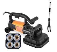 4 Head Concrete Grinder with 3 Types of Grinding Discs, Electric Surface Grinder 6 Speed Adjustable, Handheld Drywall Sander with Extension Rod for Cement, Tile, Marble & Granite