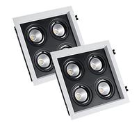 4 Head Square Adjustable Downlight 2 Pack LED Spotlights 20W/28W/40W Wafer Recessed Eyeball COB Can Lights Flush Mount Ceiling Lights 3000K