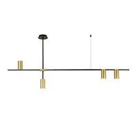4 Heads Linear Chaner, Metal Electroplated Pendant Light Nordic Modern Geometric Ceiling Lighting For Kitchen Island Dining Table,d-No Bulb