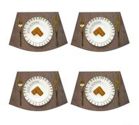4 heat resistant dining table mats made from 70% vinyl and 30% PVC for use in restaurants, For hotels, and busy kitchens to prevent heat and scratch damage (Brown)