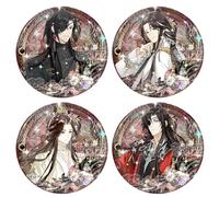 4 Heaven Official's Blessings Tinplate Badge Anime Figure Brooch Cool Pins, HuaCheng XieLian Cosplay Accessories 58MM