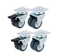 4 Heavy-Duty Casters with Quiet Glide & Locking Brake for Furniture Dolly Durable Silver Finish Perfect for Moving Heavy Furniture & Equipment