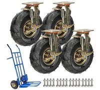 4 Heavy-Duty Industrial Swivel Wheels 20cm/25cm Rubber Replacement Casters Anti-Collision Double Wheels Inflatable Wheels for Optimal Moty