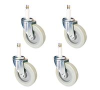 4" Heavy Duty Swivel Caster Wheels 4 Pack PU Trolley Wheels for Kitchen Hotel Carts Workbenches M11x50mm Stem 210kg Capacity Universal Fit