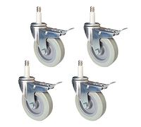 4" Heavy Duty Swivel Caster Wheels 4 Pcs PU Trolley Wheels for Kitchen Hotel Carts & Workbenches M11x50mm Stem 210kg Load Capacity Universal Mobility Solution