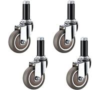 4 Heavy Duty Swivel Caster Wheels for Furniture Replacement M12 x 60mm Threaded Stem Rubber Rolling Castors with Brake for Trolleys & Carts 75mm/3in