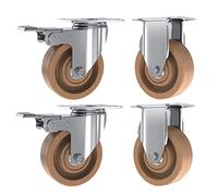 4" Heavy-Duty Swivel Cs with Brake Silent Trolley Wheels for Furniture Industrial Transport Rollers Shopping Cart Wheels & Smooth Mobility