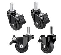 4 Heavy-Duty Swivel Replacement Caster Wheels with Locking Brake M6/M8/M10 Threaded Stem Black Furniture Feet Ideal for Trolleys and Home Use