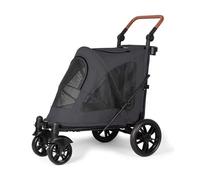 4 Heavy Duty Wheels Pet Stroller Large Cat Dog Strolling Cart with Removable Liner Easy Fold Multi-Directional Ventilation Inlet and Outlet for Walking Holds Pets Up to 30 Kg / 66 Lbs(Black)