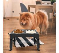 4 Height-Adjustable Raised Dog Bowls 2x 1200ml Stainless Steel Food & Water Bowls Non-Slip Elevated Feeder for Medium & Large Dogs Dog Feeding Station