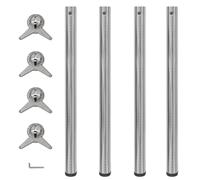 vidaXL 4 Height Adjustable Table Legs Brushed Nickel 870mm Spare Feet Foot