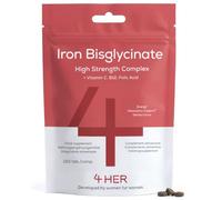 4 HER Gentle Iron Tablets 14mg Bisglycinate Iron Supplements for Women, 120 | High Strength Iron with Vitamin C, Ferrous Bisglycinate Complex with B12, Folate & Copper, Vitamins for Tiredness and Fatigue