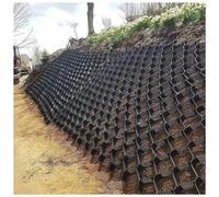 4" High Geogrid for Retaining Walls & Gravel Slopes, Durable HDPE Ground Stabilization Grid with Drain Holes, Black Permeable Pavers for Soil Erosion Control (4in/10cm Height)