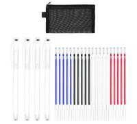 4 High Temperature Erasable Pens, 20 Refills, 1 Pencil Case, Disappearing Fabric Marker for Clothing, Sewing, Heat Erasing Textile Marker
